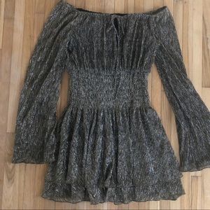 Metallic Gold Off The Shoulder Dress Worn Once